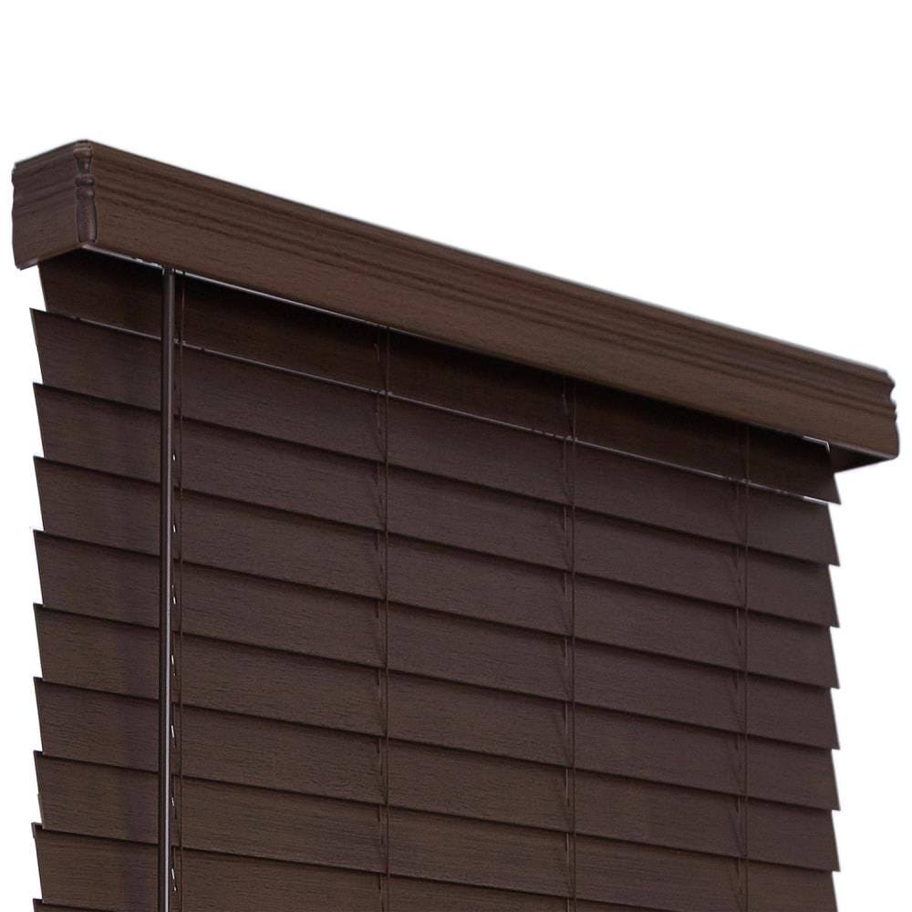 62.5-in x 72-in Cordless Brown Faux Wood Room Darkening Horizontal Blinds A364667