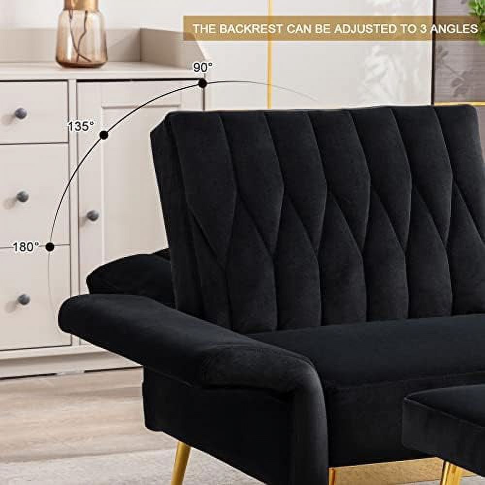 Modern Velvet Single Sofa Chair with Ottoman Q696772