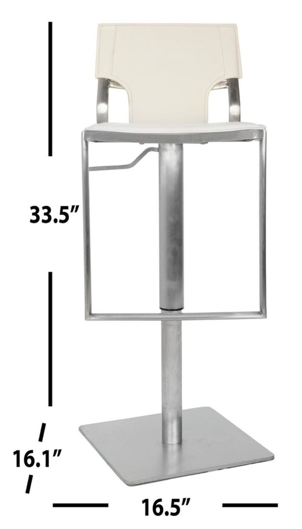 White Leather Seat Stainless Steel Adjustable Bar Stool I975533