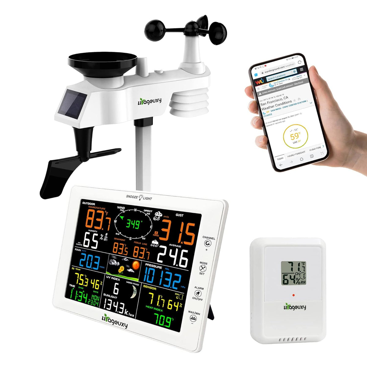 WiFi Weather Station with Color Display and Outdoor Sensors Z261113