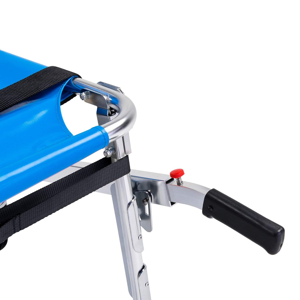 Blue Foldable Aluminum Stair Chair with Patient Restraint Straps 350 lbs Capacity 36″ x 21″ x 28″ U2813