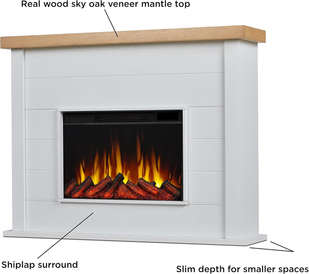 White 49" Slim Electric Fireplace with Mantel Y1322