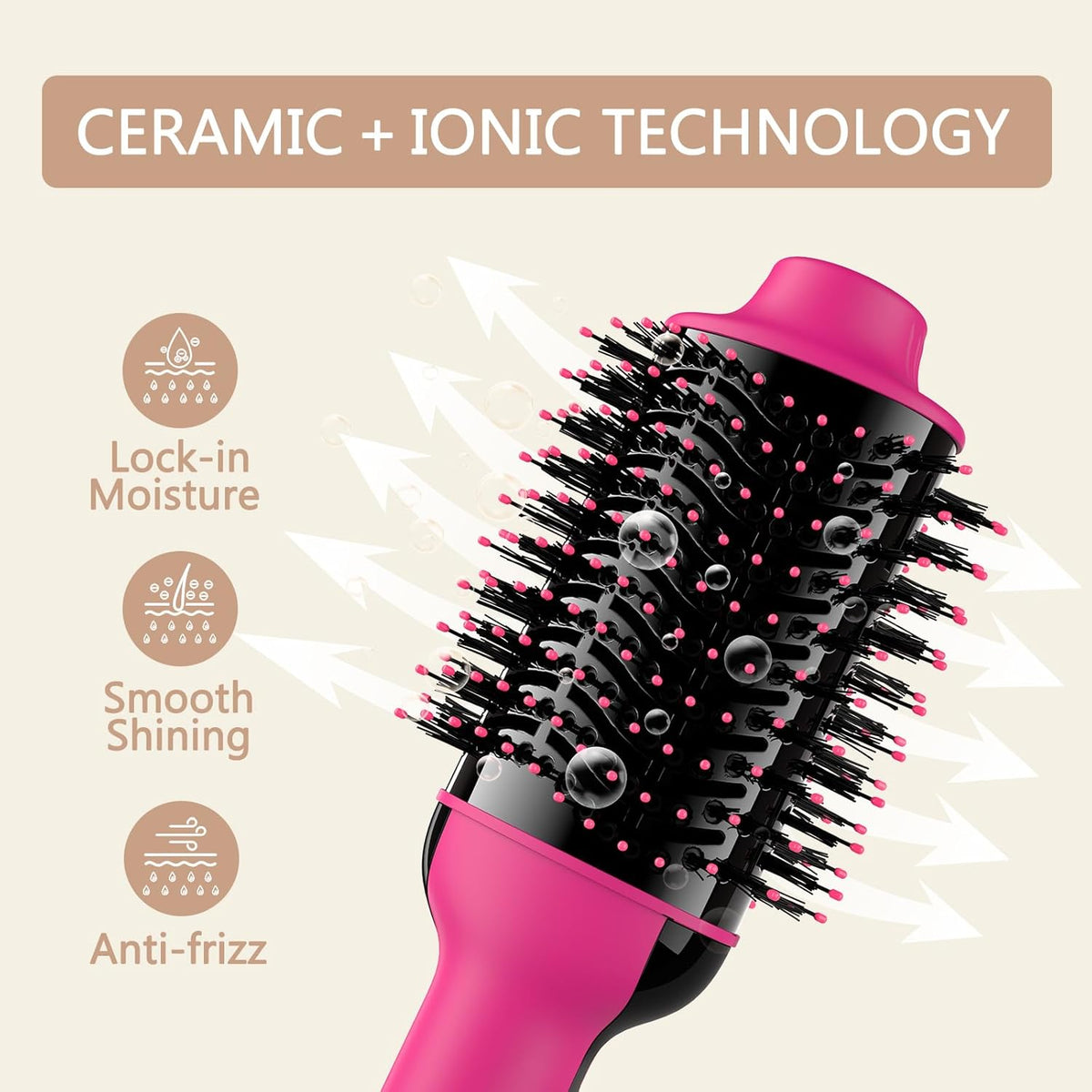 4 in 1 Hot Air Brush with Ceramic Titanium Barrel E622