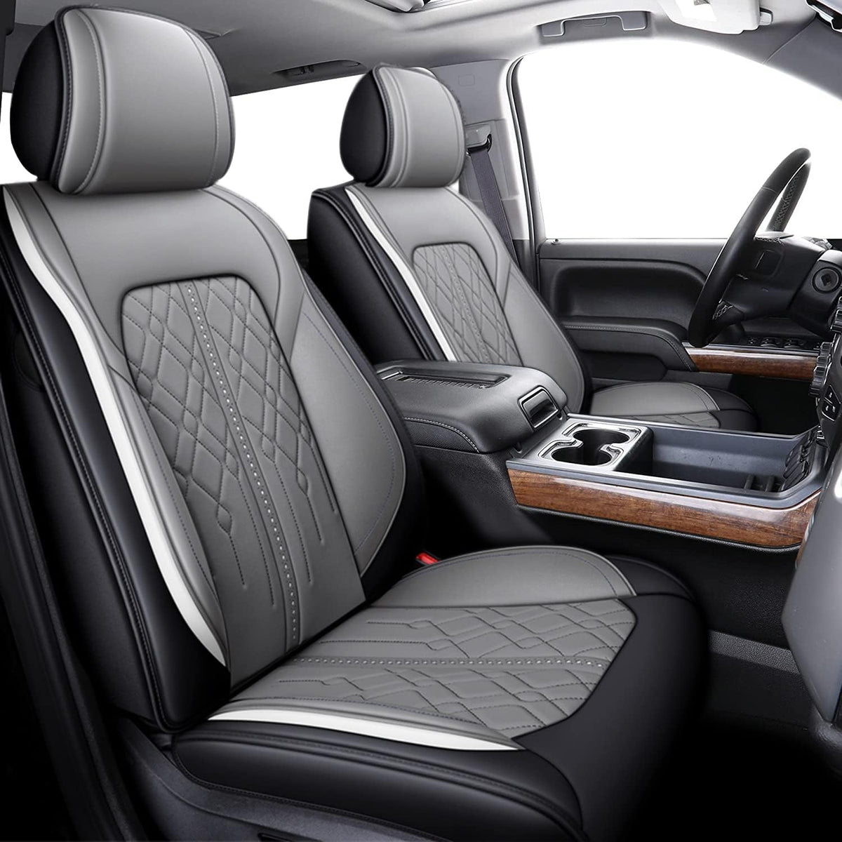 Black Waterproof Leather Full Set Car Seat Covers C895908