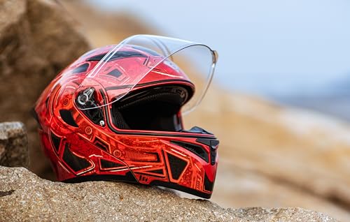 Motorcycle Dual Visor Flip up Modular Full Face Helmet V6134