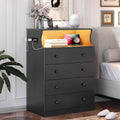 Black 4 Drawer Dresser with Charging Station E6329