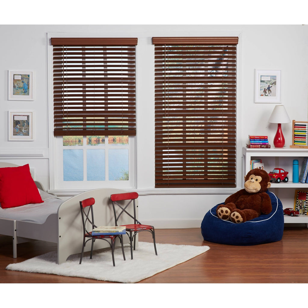 Dark Oak Cordless Faux Wood Blind C553