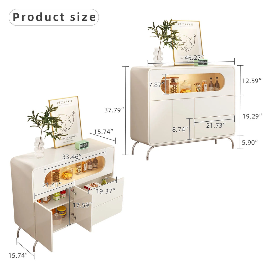 White Storage Cabinet with 2 Doors and 2 Drawers M770