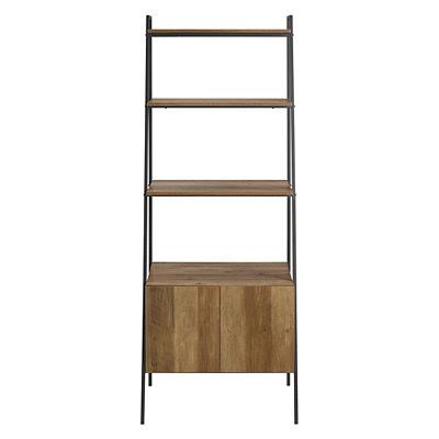 Reclaimed Wood Ladder Bookcase with Cabinet Y5348
