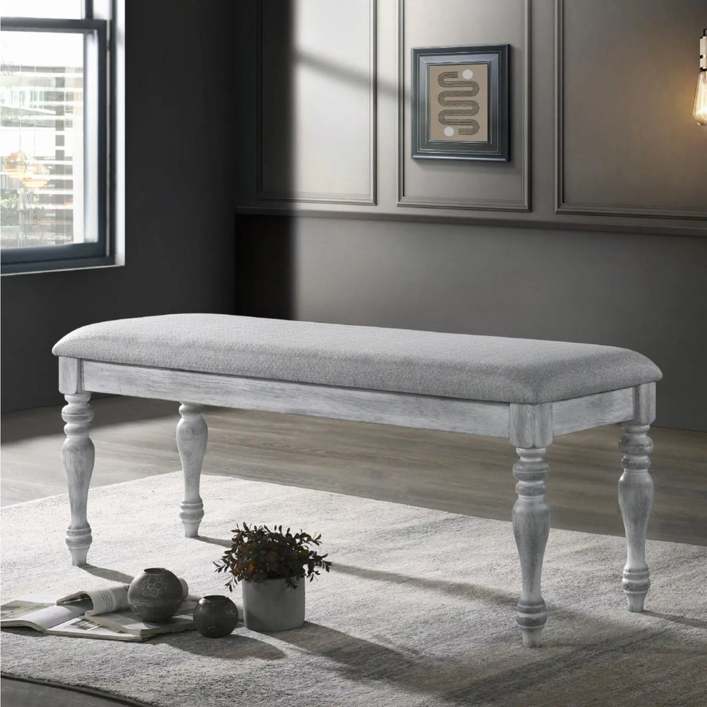 Upholstered Turned Leg Dining Bench Z6241