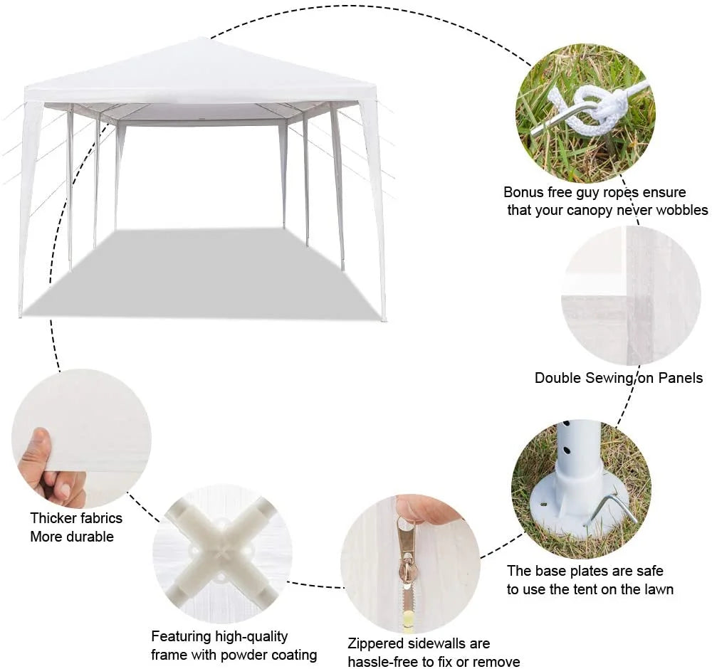 10'x30' Outdoor Canopy Tent with 8 Side Walls White A3052