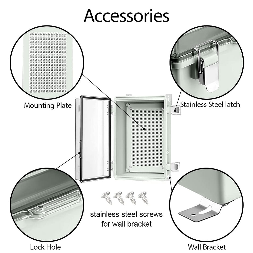 ABS IP67 Waterproof Junction Box with Mounting Plate 11.4x7.5x5.5 inch Pack of 2 L81127
