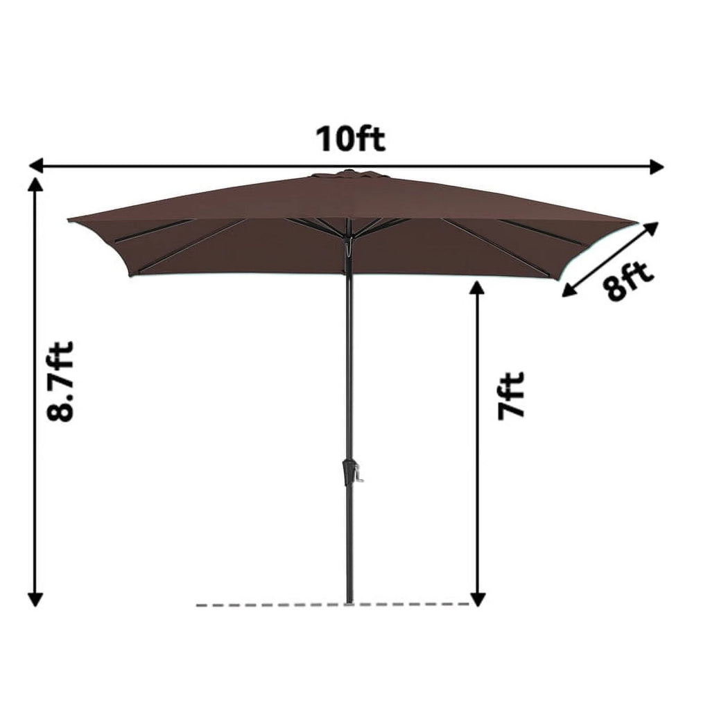 8 x 10 ft Outdoor Rectangular Patio Market Umbrella, Beige E44261