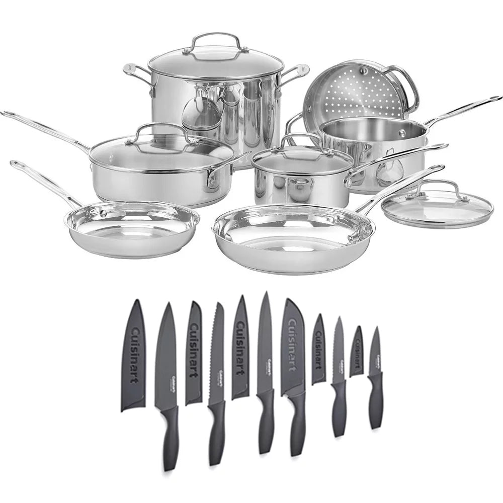 11-Piece Stainless Cookware Set with 12 Piece Cutlery Set R689728