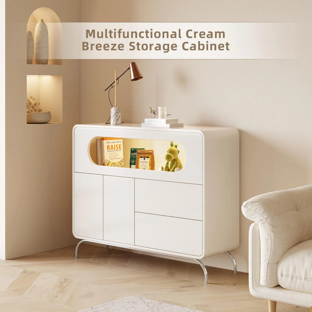 White Storage Cabinet with 2 Doors and 2 Drawers M770