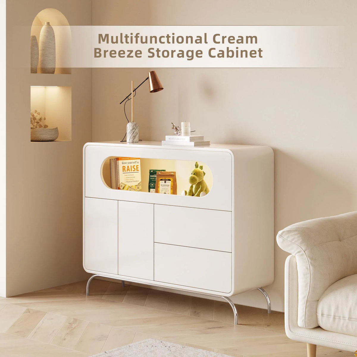 White Storage Cabinet with 2 Doors and 2 Drawers M770