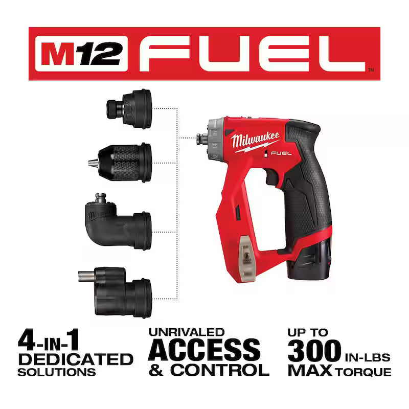 12V Lithium-Ion Brushless Cordless 4-in-1 Installation Drill Driver Kit with 4-Tool Heads F351896