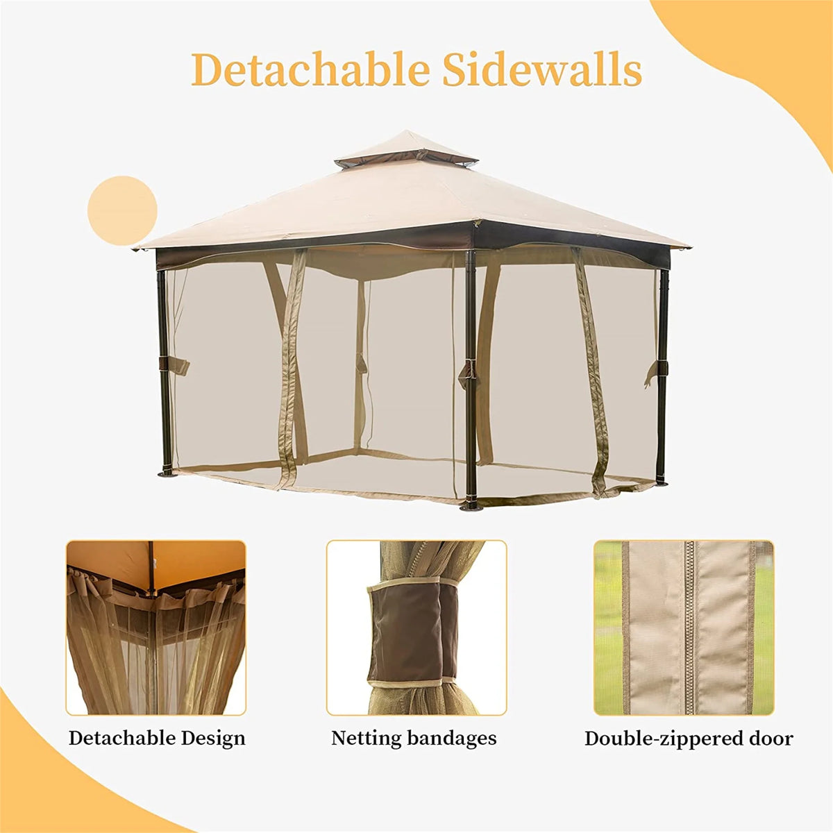Outdoor Gazebo with Mosquito Netting Q957