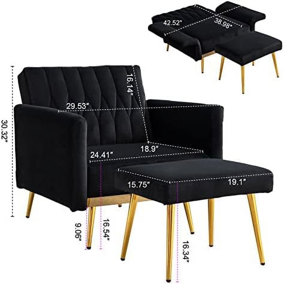 Modern Velvet Single Sofa Chair with Ottoman Q696772