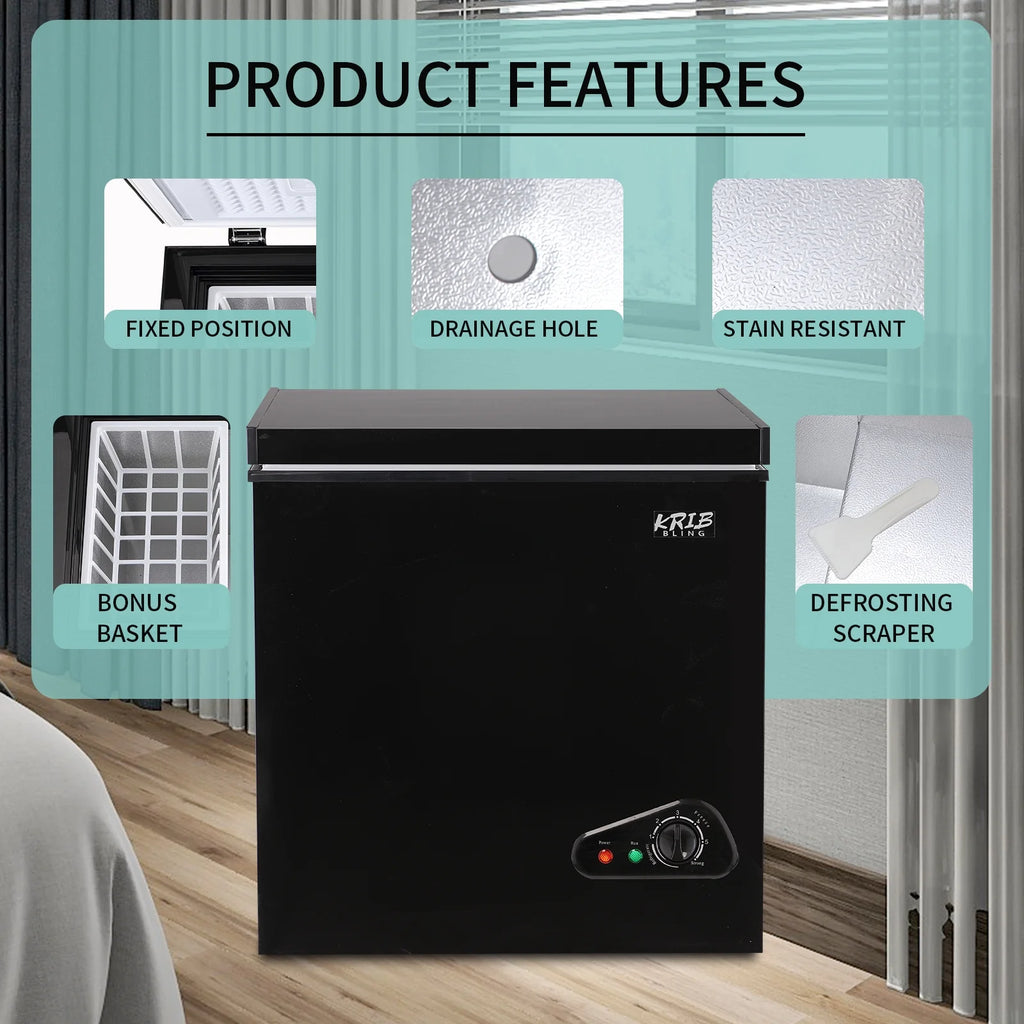 5.0 Cu.ft Black Chest Freezer with Removable Basket Y278838