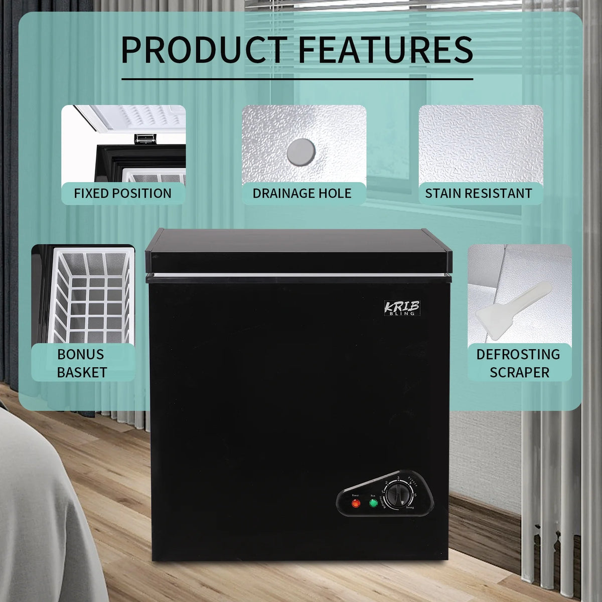 5.0 Cu.ft Black Chest Freezer with Removable Basket Y278838