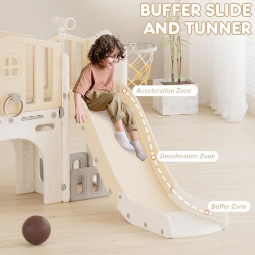 Blue 8 in 1 Toddler Slide with Basketball Hoop and Ball G9073