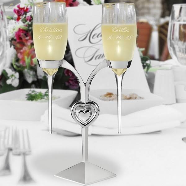 Glass Flutes with Silver Stand L440