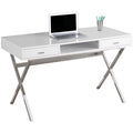 48" Modern Writing Desk in Glossy White and Silver I7540