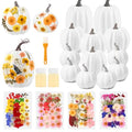 12 Pcs White Artificial Pumpkin and 140 Pcs Dried Flowers DIY Crafts Kit C290