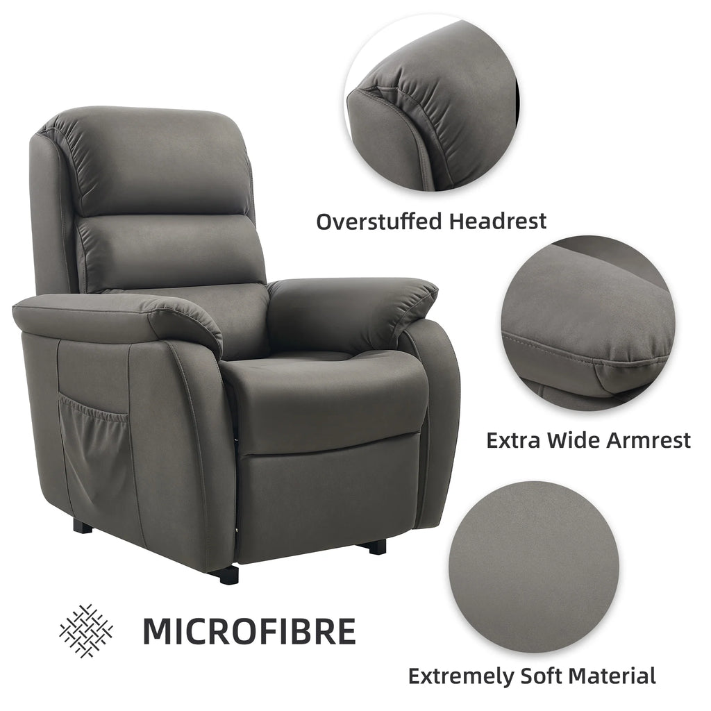 Large Power Lift Recliner with Massage and Heat, Fabric (Darkgrey) B5726