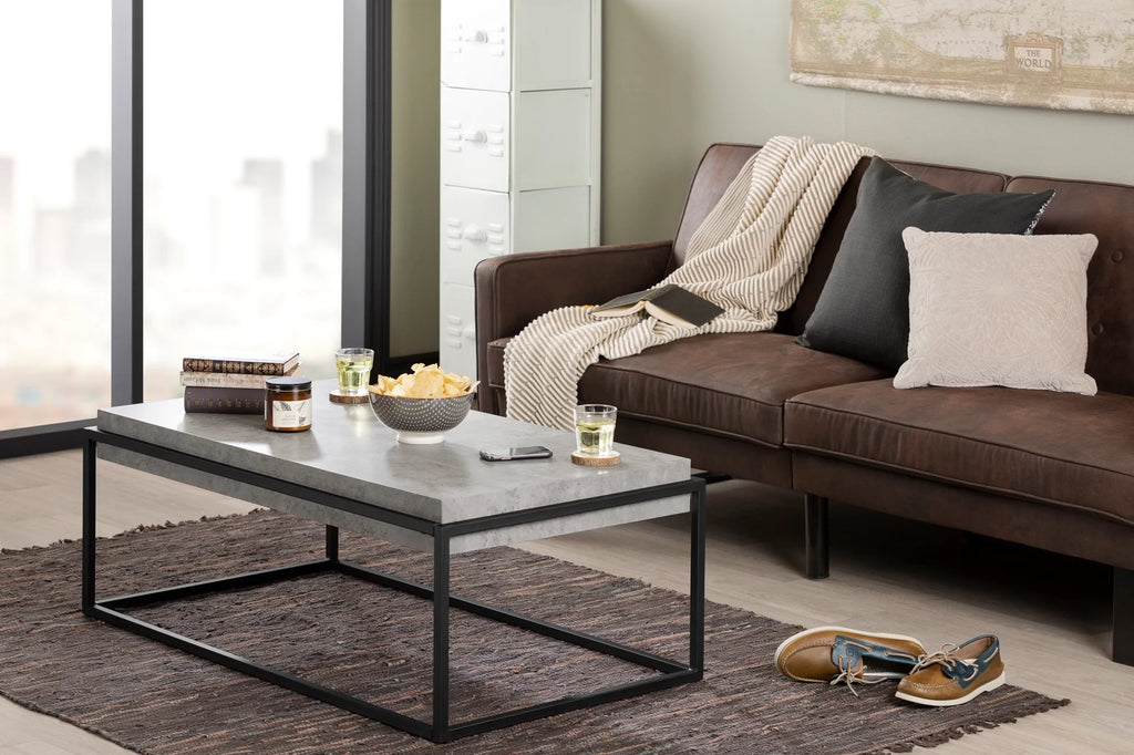 44" Coffee Table in Concrete Gray and Black M74450