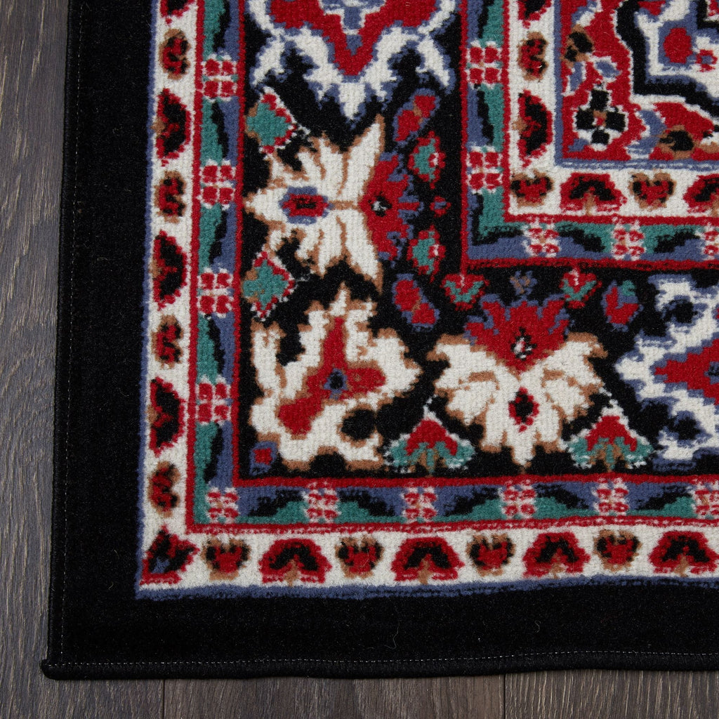 Black/Red Medallion Border Area Rug 3-Piece Set K609