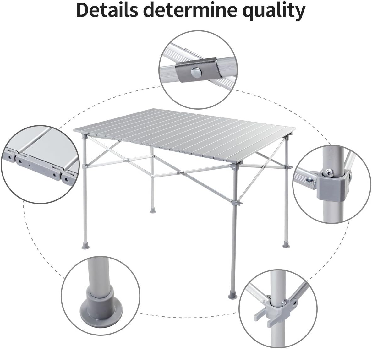 Portable Aluminum Folding Camping Table with Storage Bag H304604