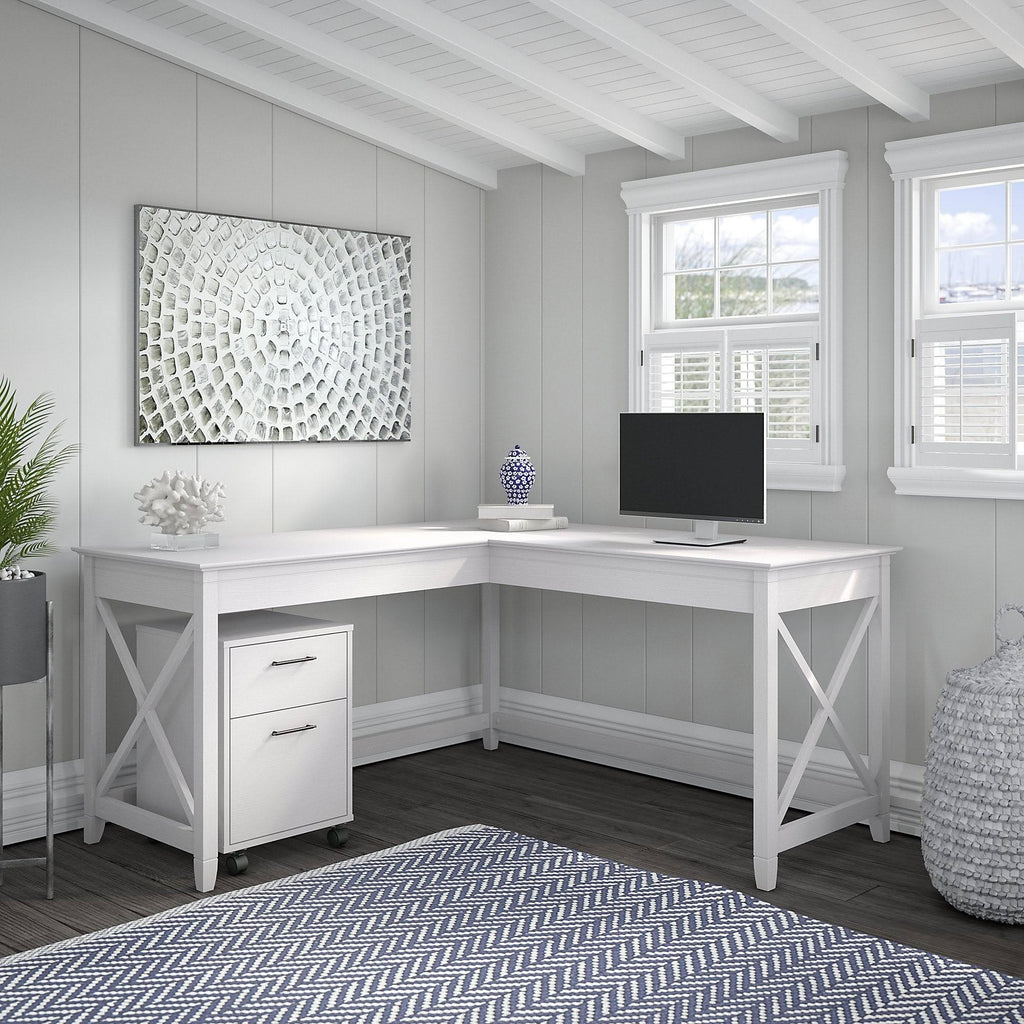 60-Inch L-Shaped Desk with Mobile File Cabinet F17394