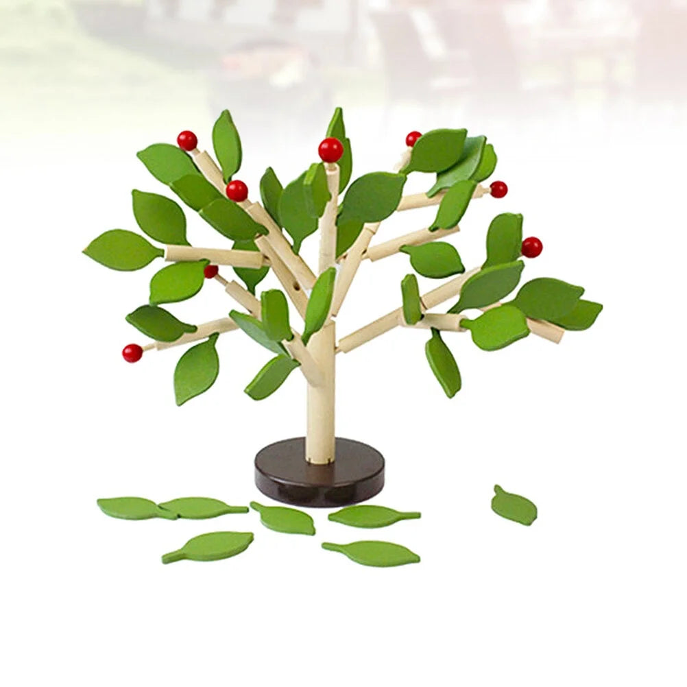 Creative Wooden Tree Blocks with Leaves 3D Building Set Toy B34770
