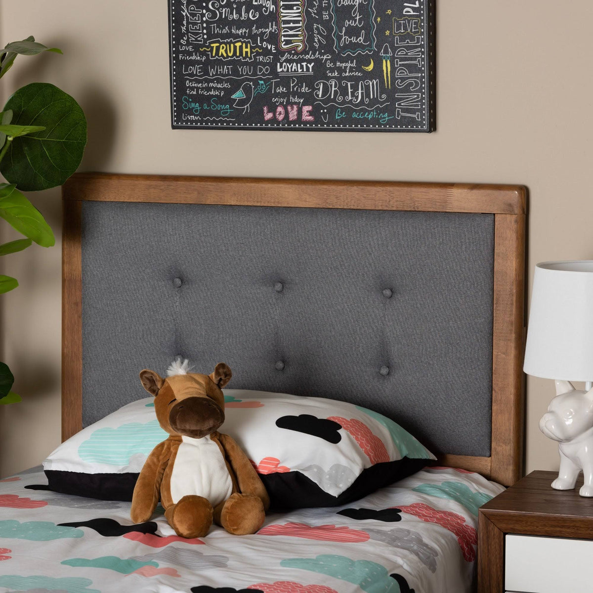 Beige Twin Size Headboard L4597