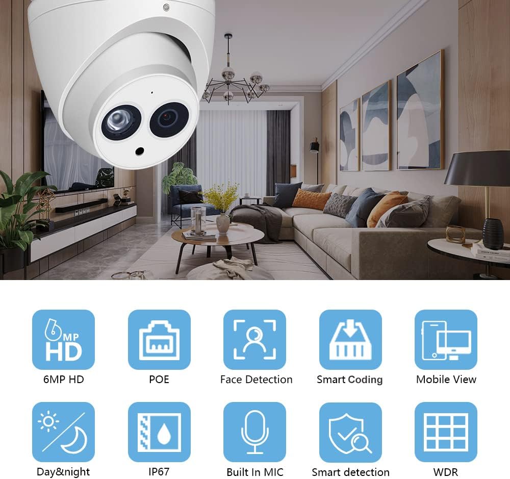2 Pack POE IP Eyeball Dome Camera with Built-in MIC, IP67 B493833