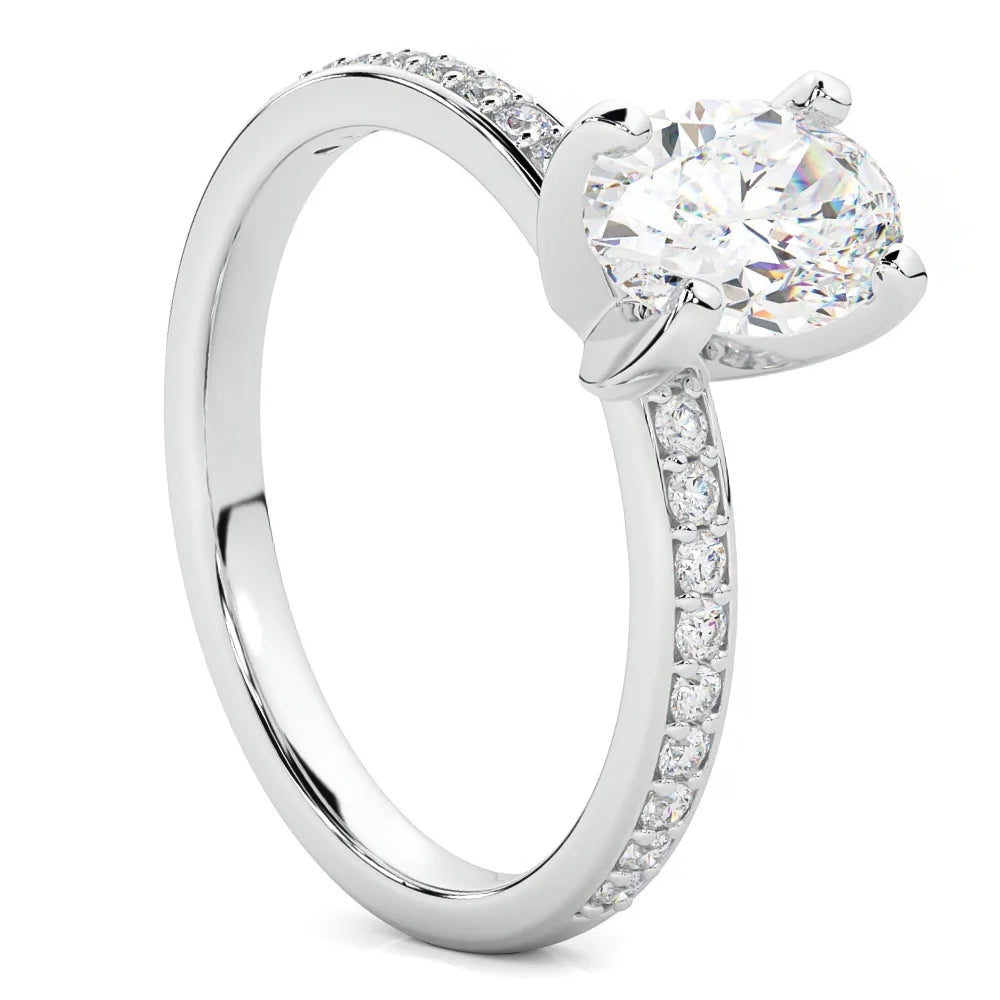 Oval Moissanite & Lab Grown Diamond Engagement Ring B12250