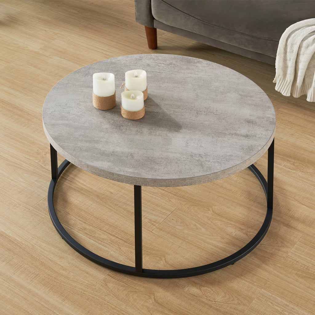 Grey Marble Round Coffee Table Ottoman H88694