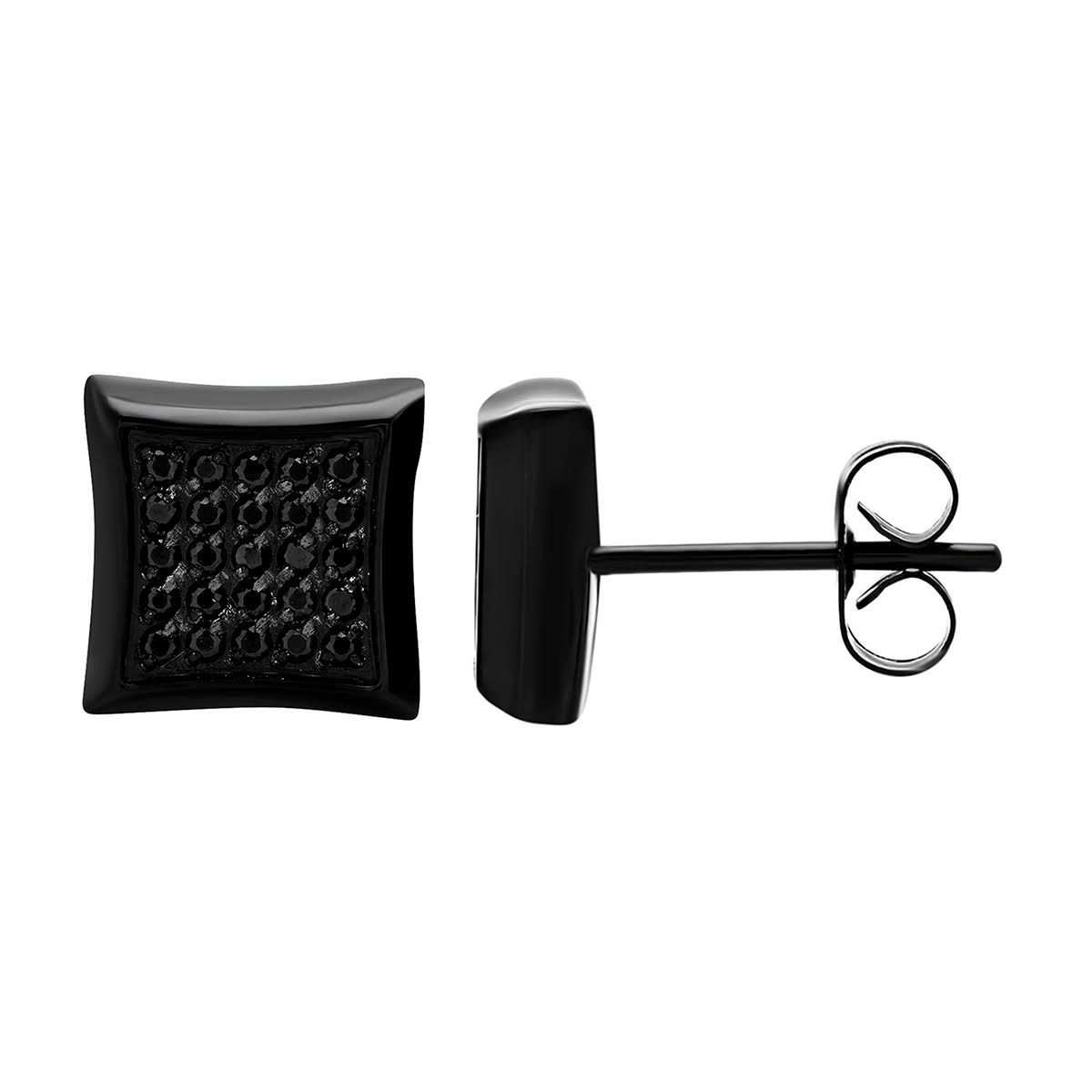 Men's Black Stainless Steel Earrings H376