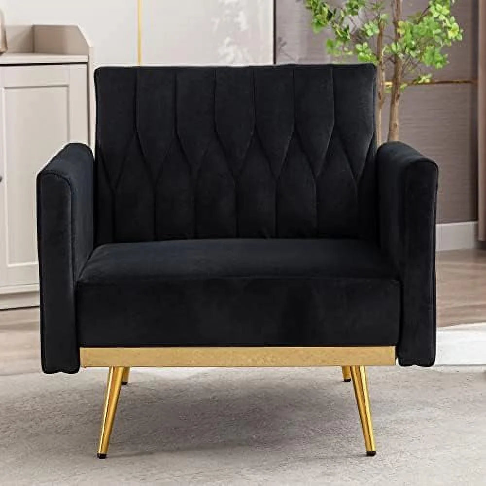 Modern Velvet Single Sofa Chair with Ottoman Q696772