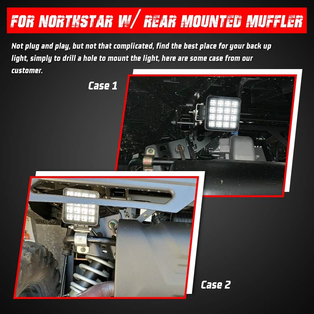 27W LED Backup Light for Polaris Ranger Crew 1000 XP Rear Below Cargo Reverse Flood Light Bar Pack of 2 J7008
