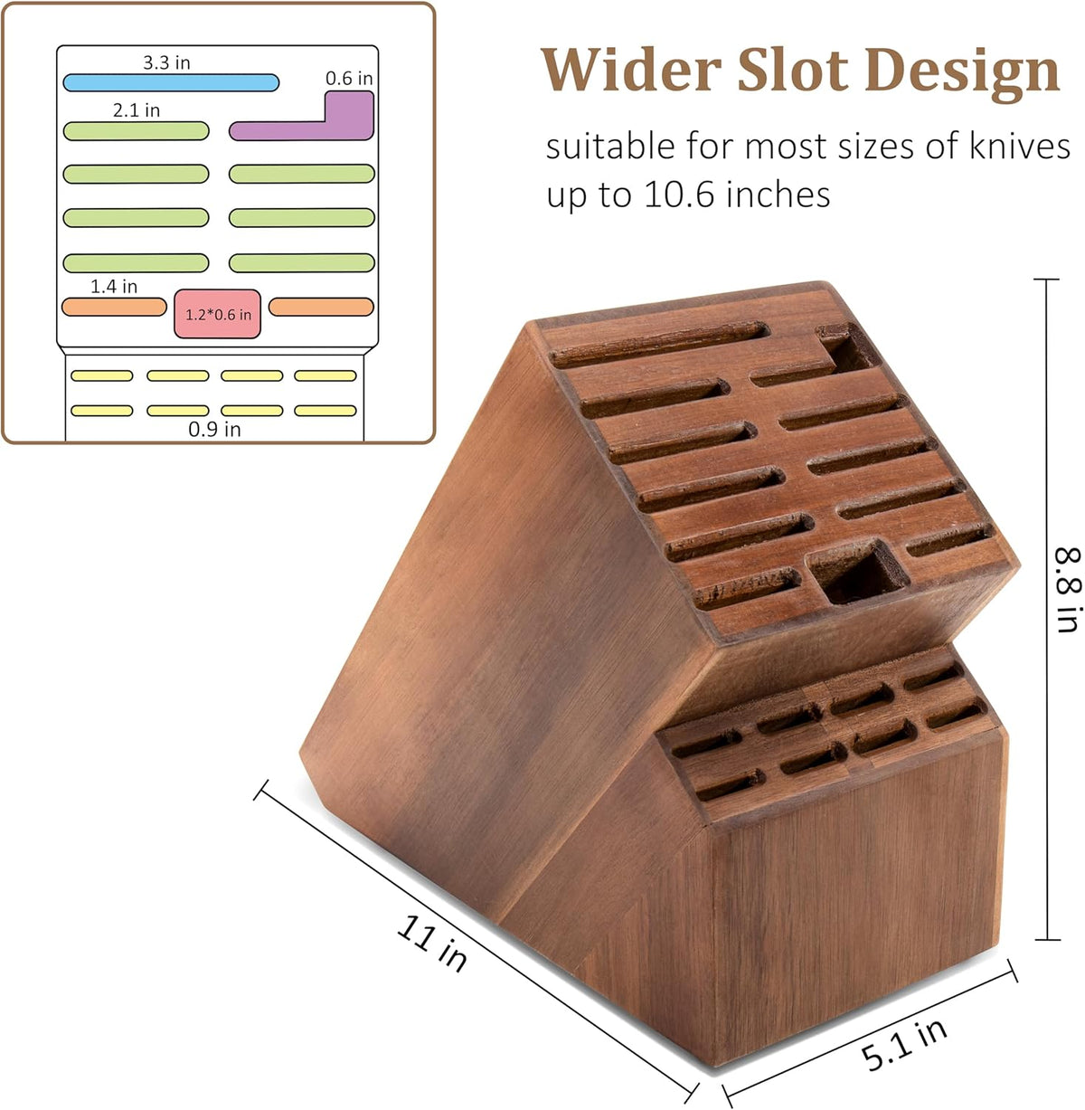 20 Slot Acacia Wood Knife Block O108904