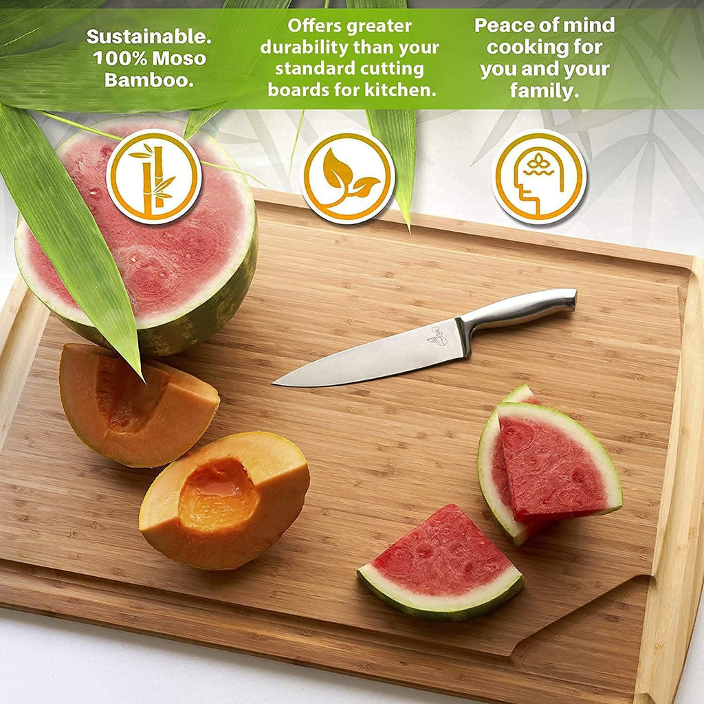 Bamboo Cutting Board with Handles and Juice Groove, Pack of 2 W381
