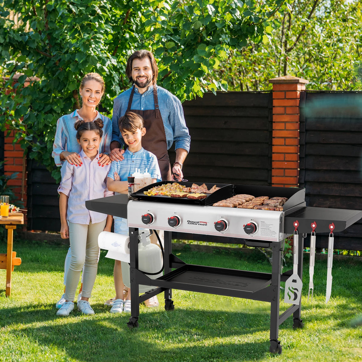 4-Burner Portable Flat Top Gas Grill and Griddle B472007
