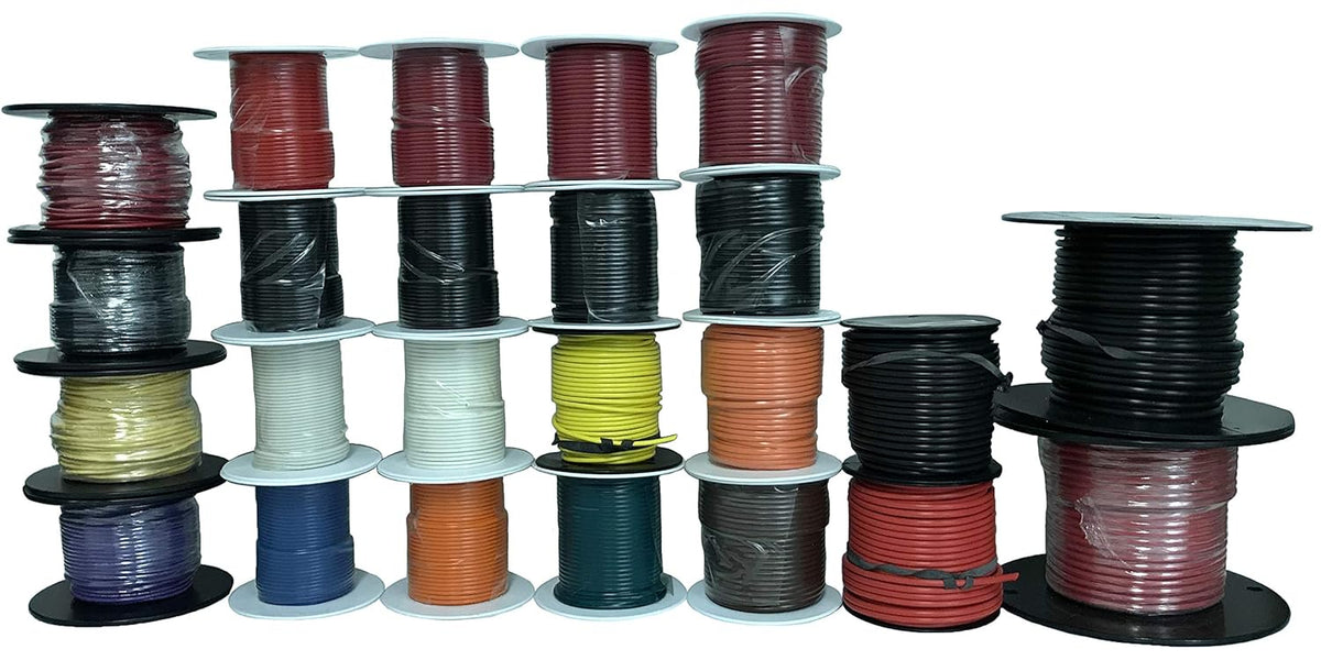 Automotive Electrical Primary Wire 100 FT Rolls 10 AWG to 20 Gauge Y367