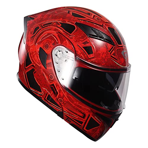 Motorcycle Dual Visor Flip up Modular Full Face Helmet V6134