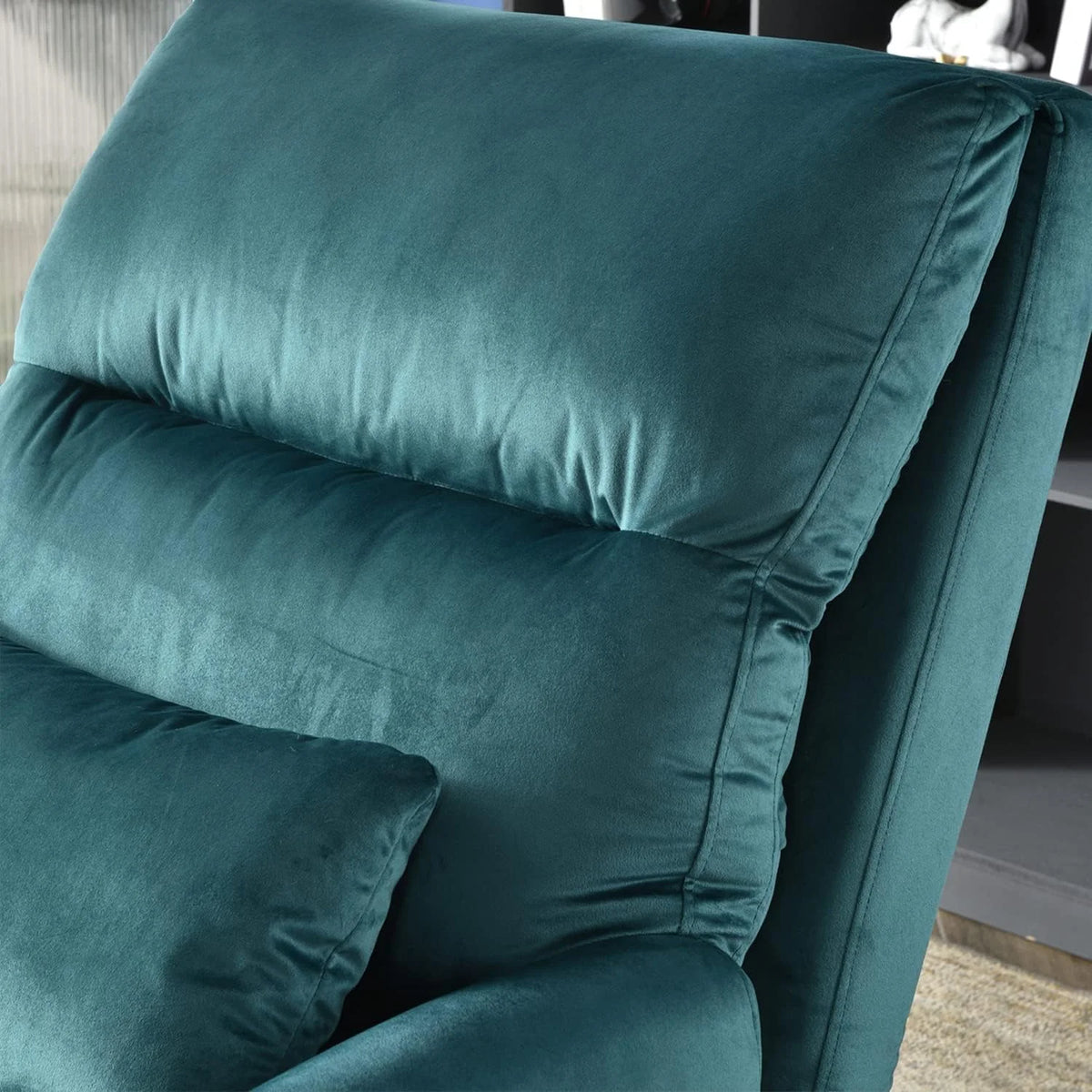Green Velvet Accent Chair with Ottoman F965