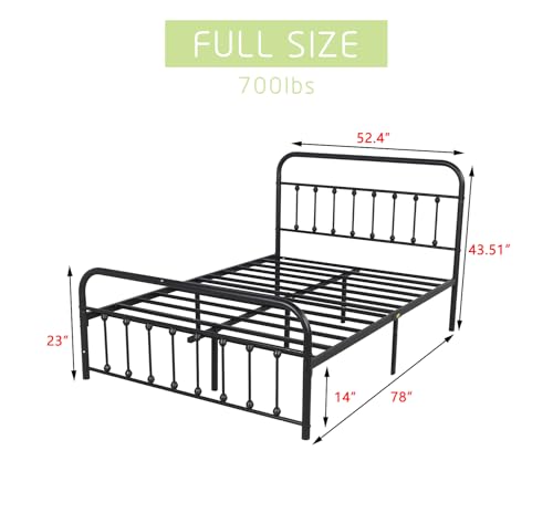 White Metal Full Size Bed Frame with Headboard Footboard O873