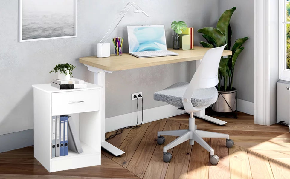 White Nightstand with Drawer T501